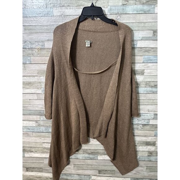 Women’s J.Jill Cardigan Linen blend Asymmetrical Brown Size Large - Picture 1 of 16